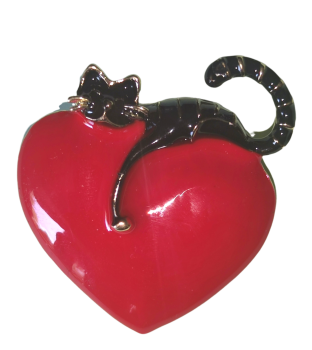 Brosche - Anhänger "Ein Herz für Katzen"  mehrfarbigen Emaille